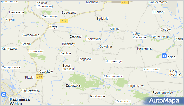 mapa Mikołajów gmina Czarnocin, Mikołajów gmina Czarnocin na mapie Targeo