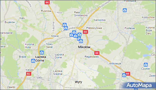 mapa Mikołów, Mikołów na mapie Targeo