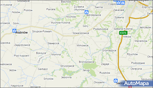mapa Mirkowice gmina Bodzechów, Mirkowice gmina Bodzechów na mapie Targeo