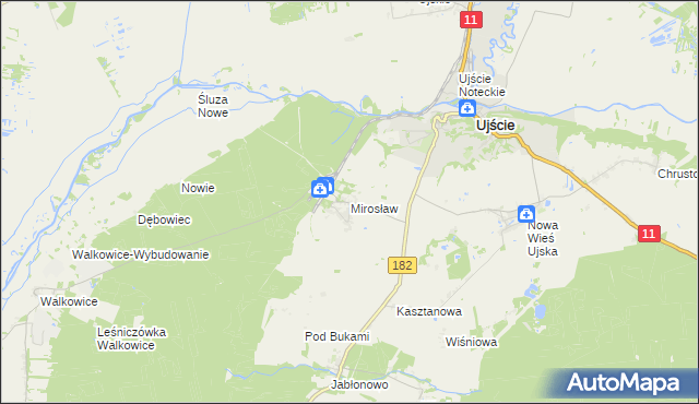mapa Mirosław gmina Ujście, Mirosław gmina Ujście na mapie Targeo