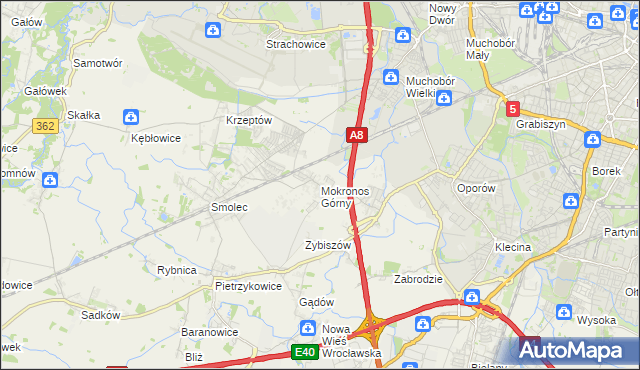 mapa Mokronos Górny, Mokronos Górny na mapie Targeo