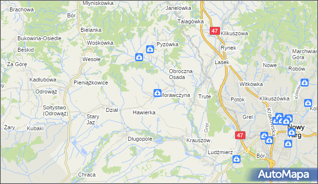 mapa Morawczyna, Morawczyna na mapie Targeo