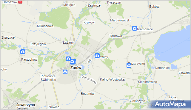 mapa Mrowiny gmina Żarów, Mrowiny gmina Żarów na mapie Targeo