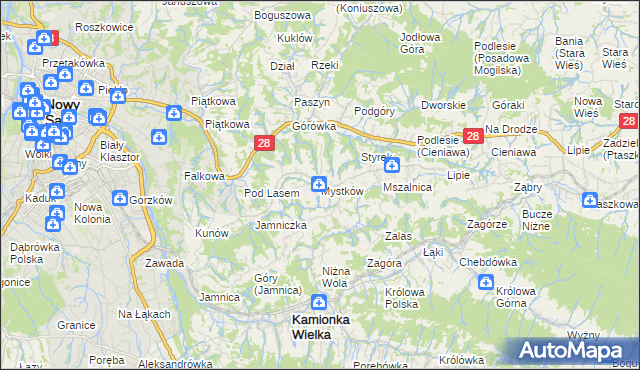 mapa Mystków, Mystków na mapie Targeo