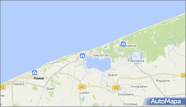 mapa Niechorze, Niechorze na mapie Targeo