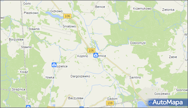 mapa Niemica gmina Golczewo, Niemica gmina Golczewo na mapie Targeo