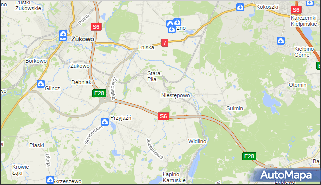 mapa Niestępowo, Niestępowo na mapie Targeo