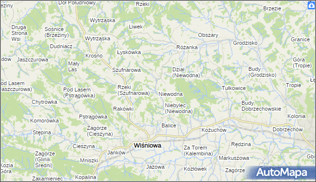mapa Niewodna, Niewodna na mapie Targeo