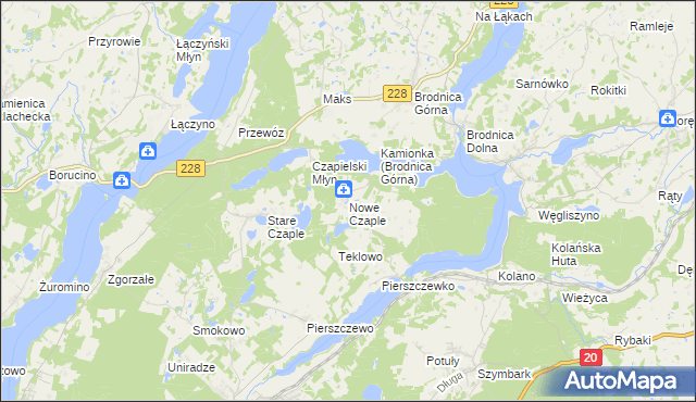 mapa Nowe Czaple gmina Stężyca, Nowe Czaple gmina Stężyca na mapie Targeo