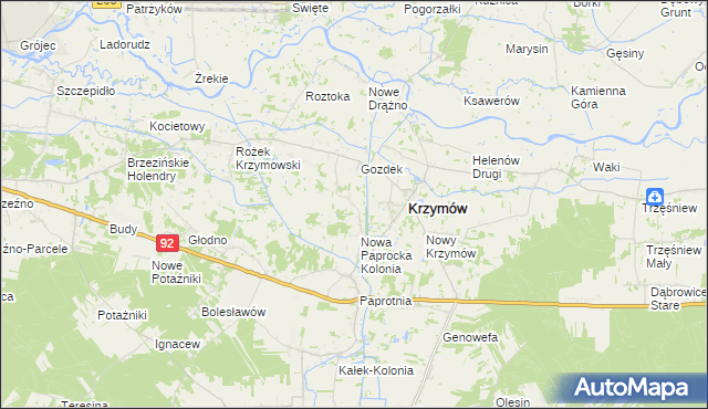 mapa Nowe Paprockie Holendry, Nowe Paprockie Holendry na mapie Targeo