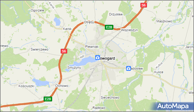 mapa Nowogard, Nowogard na mapie Targeo