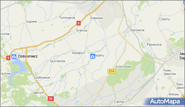 mapa Olszany gmina Strzegom, Olszany gmina Strzegom na mapie Targeo