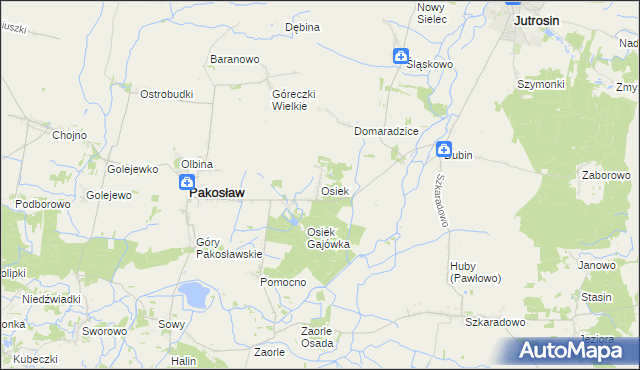 mapa Osiek gmina Pakosław, Osiek gmina Pakosław na mapie Targeo