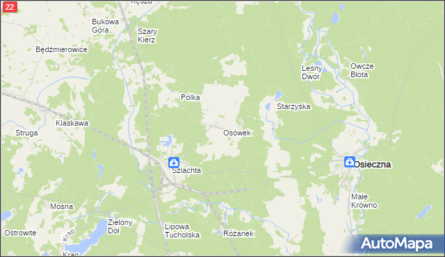 mapa Osówek gmina Osieczna, Osówek gmina Osieczna na mapie Targeo