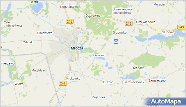 mapa Ostrowo gmina Mrocza, Ostrowo gmina Mrocza na mapie Targeo