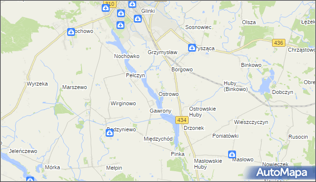 mapa Ostrowo gmina Śrem, Ostrowo gmina Śrem na mapie Targeo