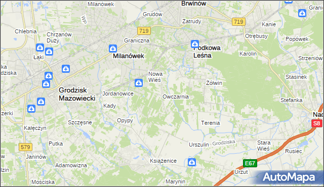 mapa Owczarnia gmina Brwinów, Owczarnia gmina Brwinów na mapie Targeo