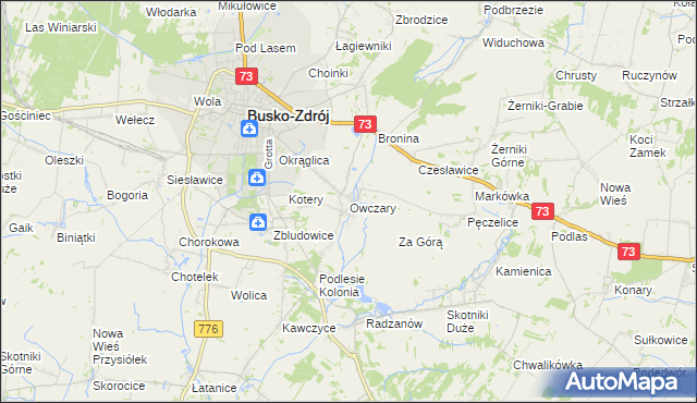 mapa Owczary gmina Busko-Zdrój, Owczary gmina Busko-Zdrój na mapie Targeo