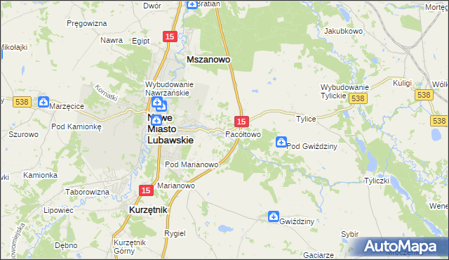 mapa Pacółtowo gmina Nowe Miasto Lubawskie, Pacółtowo gmina Nowe Miasto Lubawskie na mapie Targeo