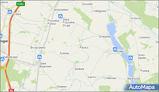 mapa Parsko, Parsko na mapie Targeo