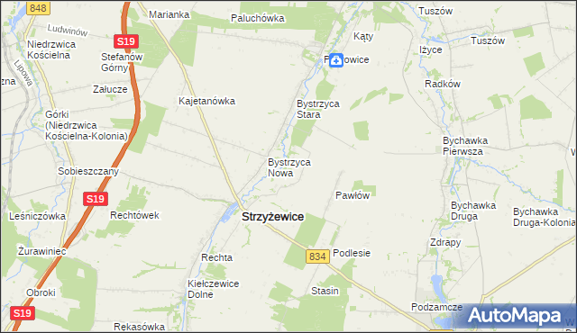mapa Pawłówek gmina Strzyżewice, Pawłówek gmina Strzyżewice na mapie Targeo