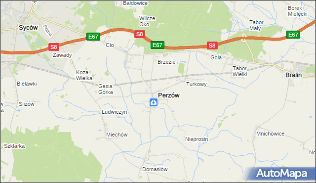 mapa Perzów, Perzów na mapie Targeo