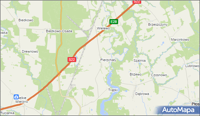 mapa Pierzchały gmina Płoskinia, Pierzchały gmina Płoskinia na mapie Targeo