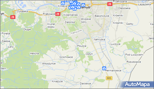 mapa Pikulice, Pikulice na mapie Targeo