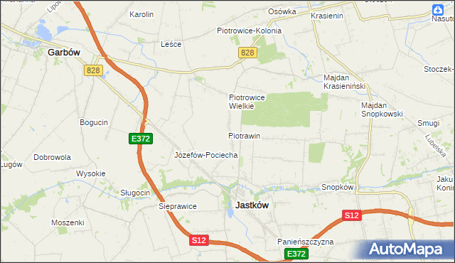mapa Piotrawin gmina Jastków, Piotrawin gmina Jastków na mapie Targeo