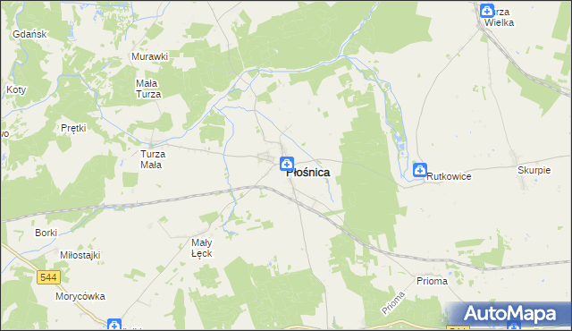 mapa Płośnica, Płośnica na mapie Targeo