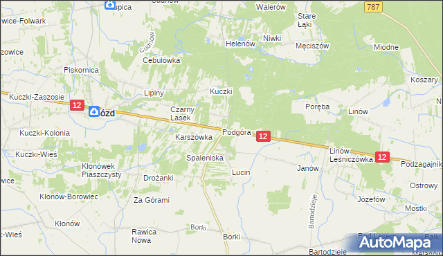 mapa Podgóra gmina Gózd, Podgóra gmina Gózd na mapie Targeo