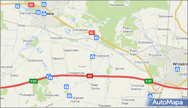 mapa Podstolice gmina Nekla, Podstolice gmina Nekla na mapie Targeo