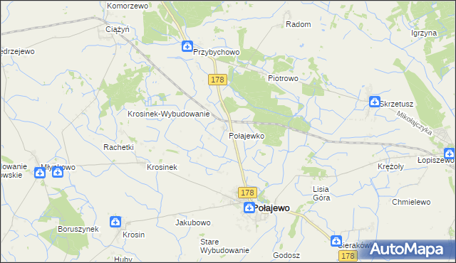 mapa Połajewko, Połajewko na mapie Targeo