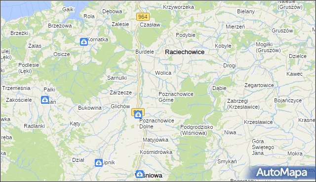 mapa Poznachowice Górne, Poznachowice Górne na mapie Targeo