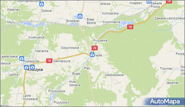 mapa Pradła, Pradła na mapie Targeo