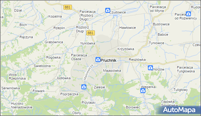 mapa Pruchnik powiat jarosławski, Pruchnik powiat jarosławski na mapie Targeo