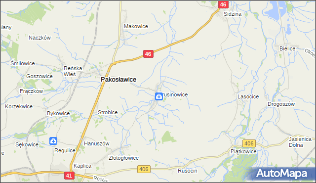 mapa Prusinowice gmina Pakosławice, Prusinowice gmina Pakosławice na mapie Targeo