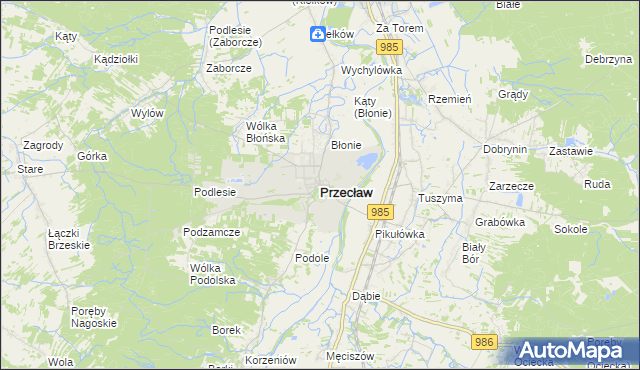 mapa Przecław powiat mielecki, Przecław powiat mielecki na mapie Targeo