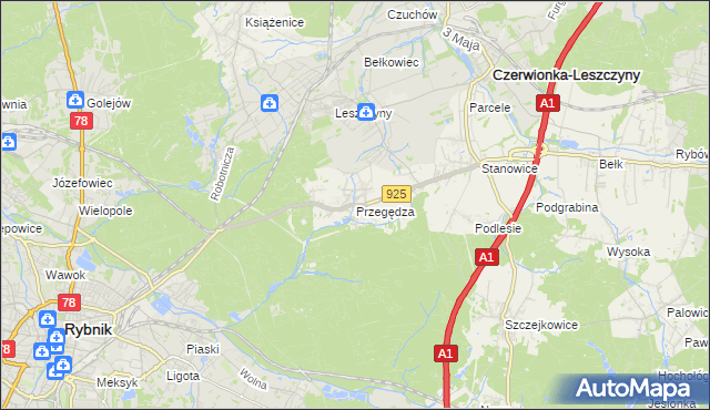 mapa Przegędza, Przegędza na mapie Targeo