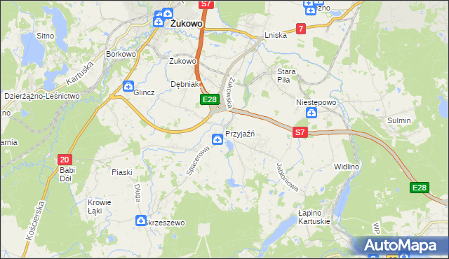 mapa Przyjaźń, Przyjaźń na mapie Targeo