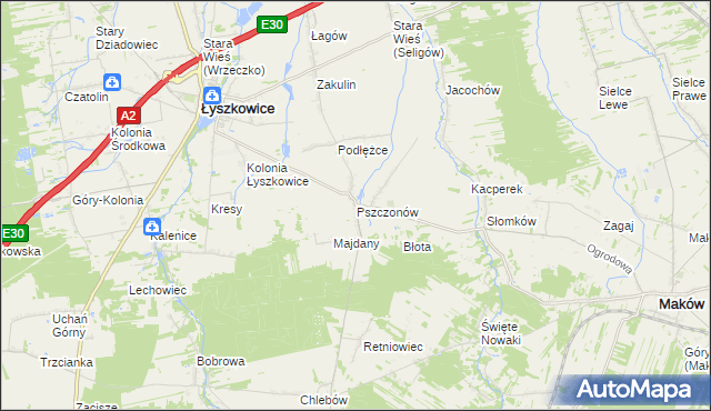 mapa Pszczonów, Pszczonów na mapie Targeo