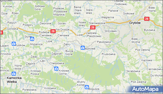 mapa Ptaszkowa, Ptaszkowa na mapie Targeo