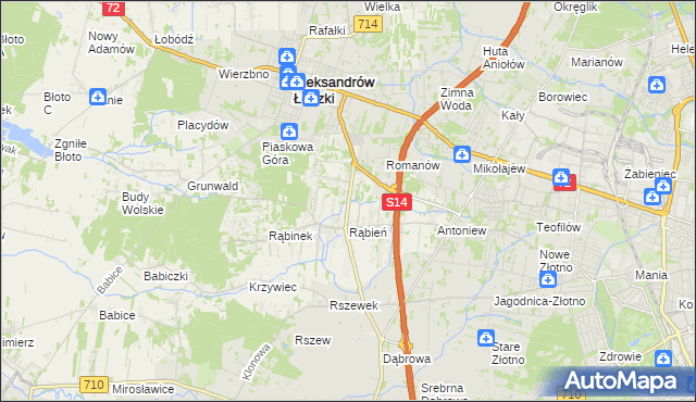 mapa Rąbień AB, Rąbień AB na mapie Targeo