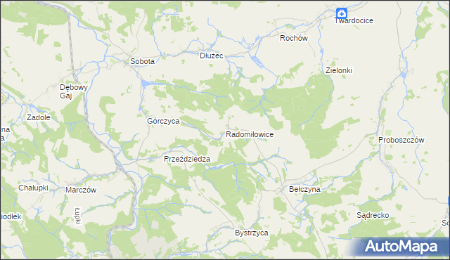 mapa Radomiłowice, Radomiłowice na mapie Targeo