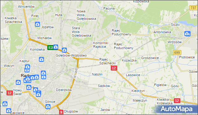 mapa Rajec Szlachecki, Rajec Szlachecki na mapie Targeo