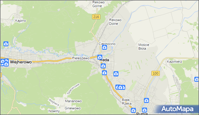 mapa Reda, Reda na mapie Targeo