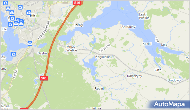 mapa Regielnica, Regielnica na mapie Targeo