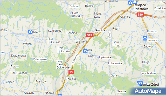 mapa Równe gmina Dukla, Równe gmina Dukla na mapie Targeo
