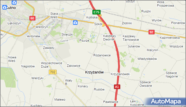 mapa Różanowice, Różanowice na mapie Targeo