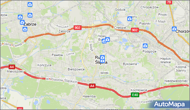 mapa Rudy Śląskiej, Ruda Śląska na mapie Targeo